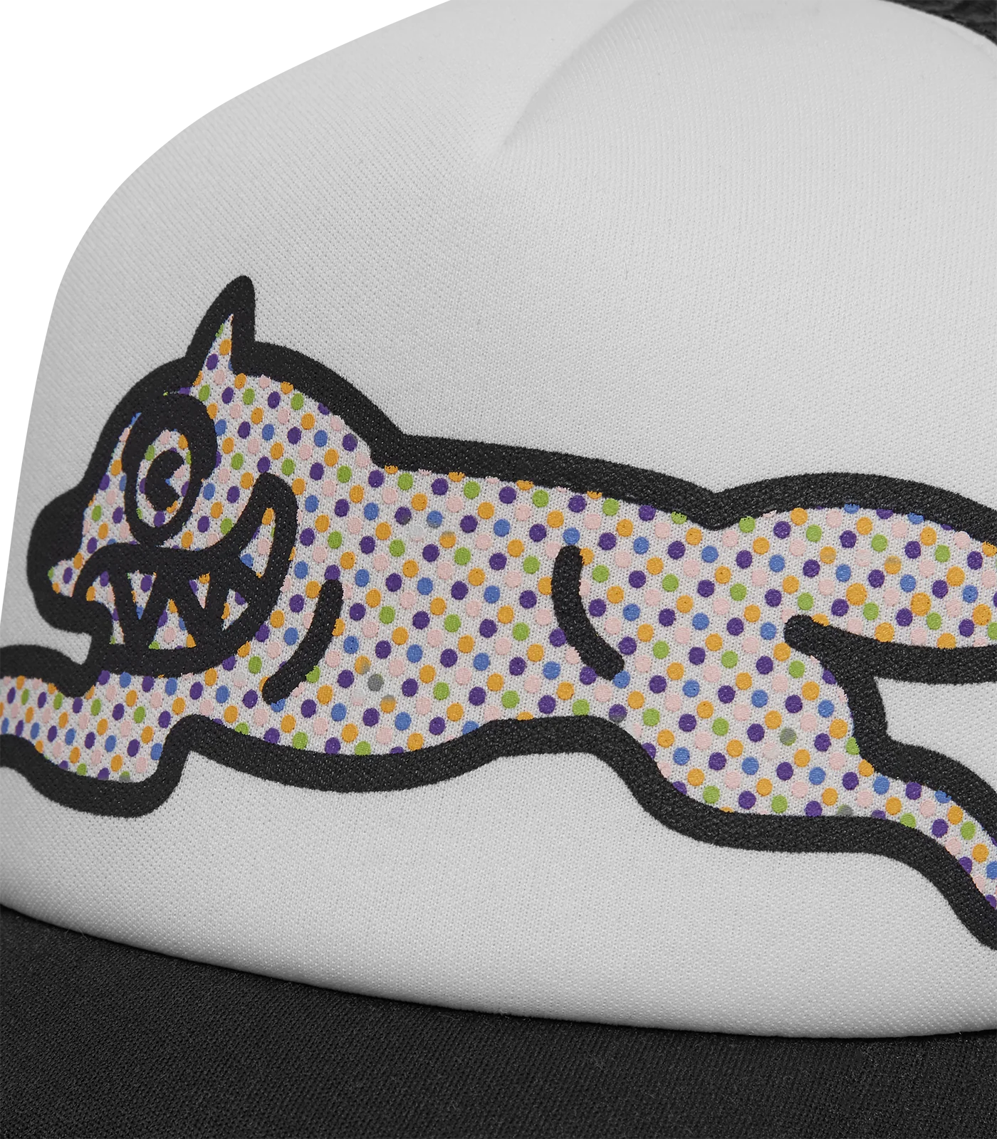 POLKA DOT RUNNING DOG TRUCKER CAP - WHITE