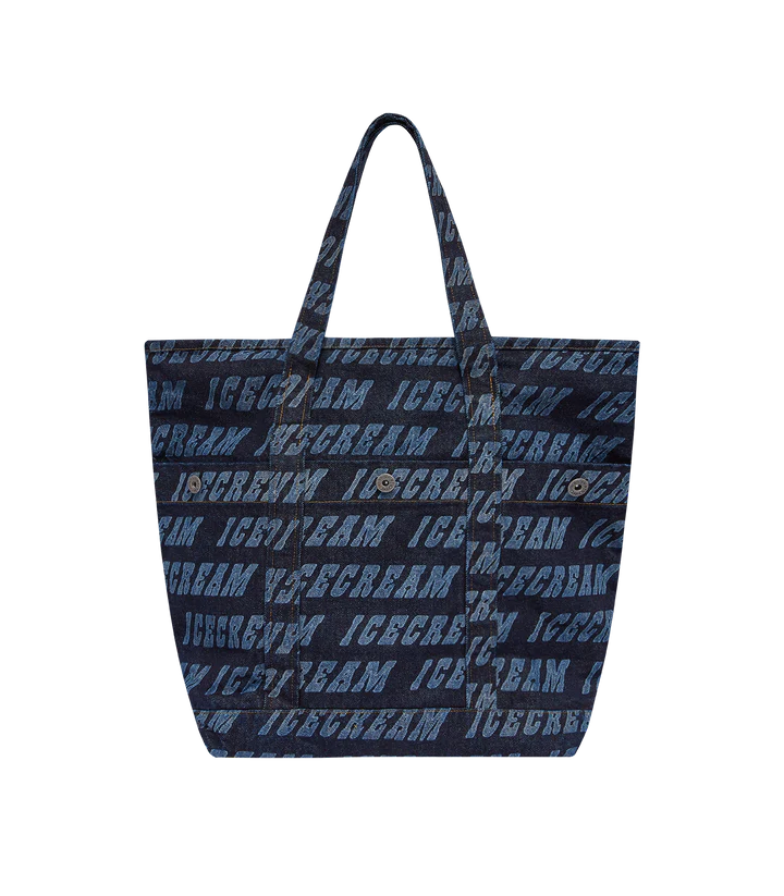 REPEAT LOGO DENIM TOTE BAG - INDIGO