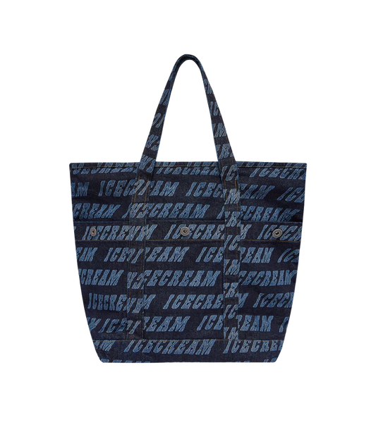REPEAT LOGO DENIM TOTE BAG - INDIGO