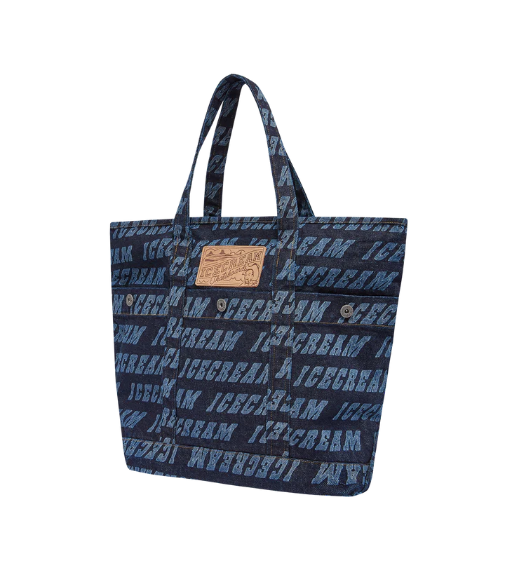 REPEAT LOGO DENIM TOTE BAG - INDIGO