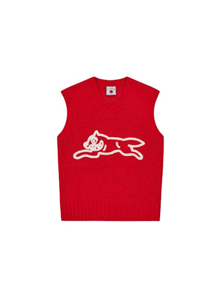 RUNNING DOG KNIT VEST - RED