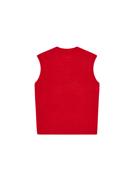 RUNNING DOG KNIT VEST - RED