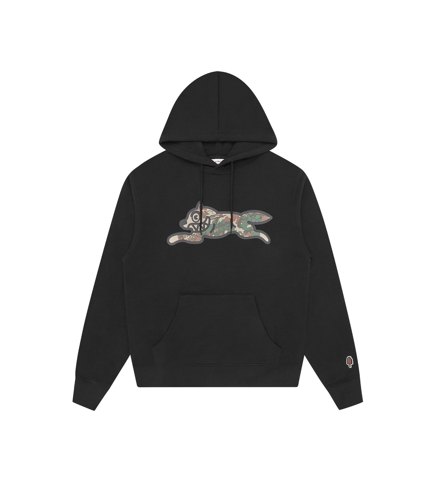 WOODLAND CAMO RUNNING DOG POPOVER HOOD-BLACK