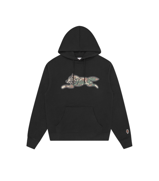 WOODLAND CAMO RUNNING DOG POPOVER HOOD-BLACK