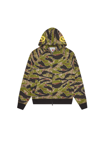 SMILEY TIGER STRIPE FULL ZIP-THROUGH HOOD - CAMO
