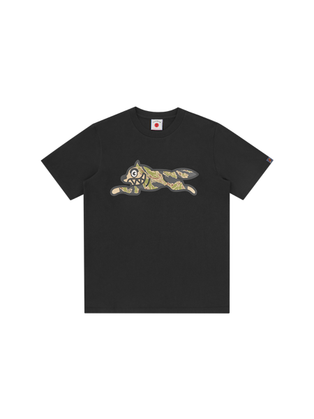 TIGER STRIPE RUNNING DOG T-SHIRT - BLACK