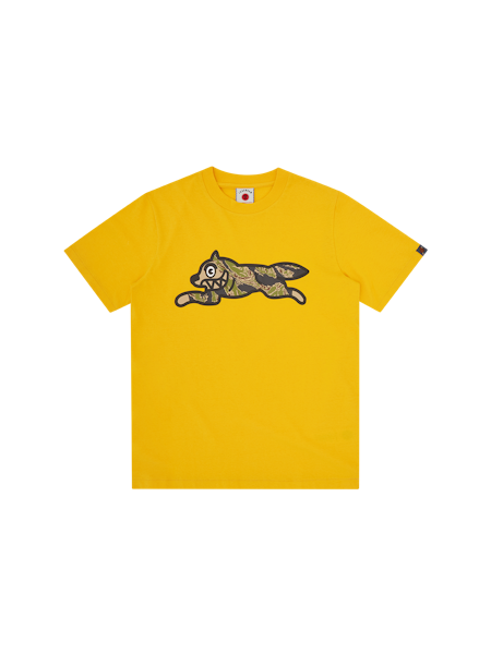 TIGER STRIPE RUNNING DOG T-SHIRT - YELLOW