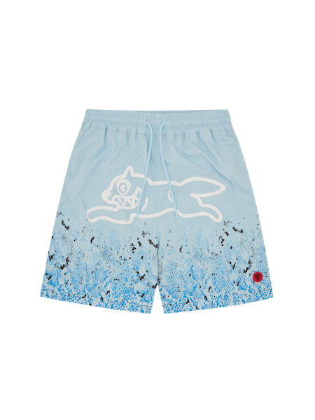 GRADIENT SNAKESKIN RUNNING DOG SWIM SHORTS-BLUE