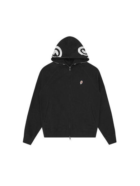 SMILEY ZIP THROUGH HOOD-BLK