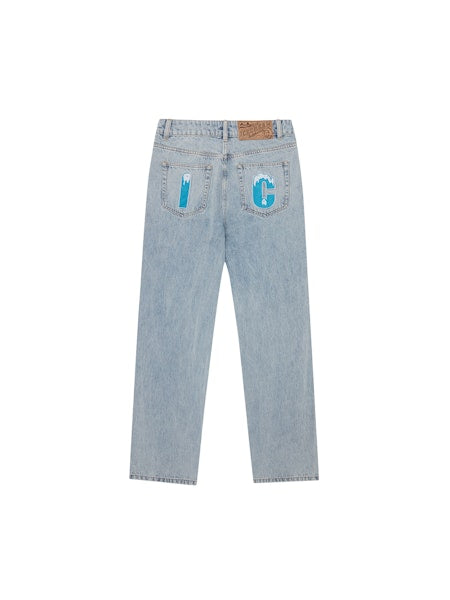 CRYSTAL RUNNING DOG DENIM PANTS
