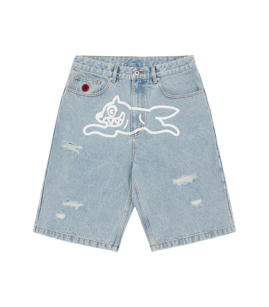 RUNNING DOG DENIM SHORTS - HEAVY WASH BLUE
