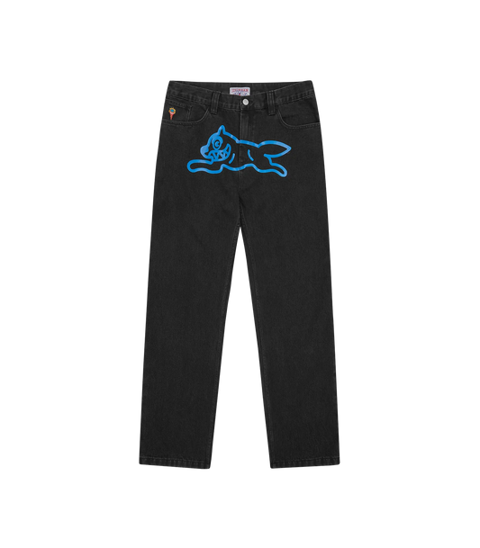 RUNNING DOG DOUBLE SCOOP DENIM PANT - BLACK