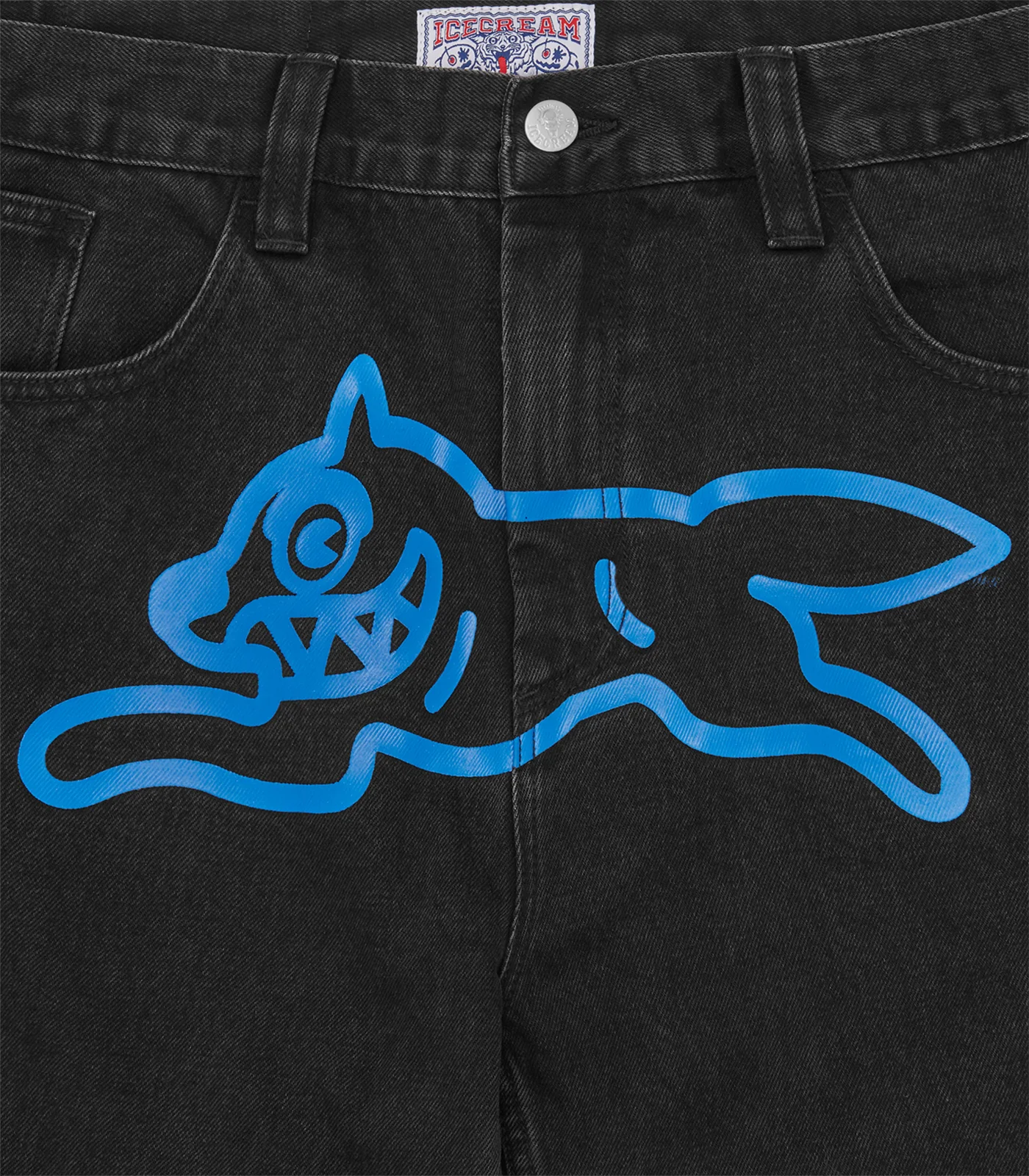 RUNNING DOG DOUBLE SCOOP DENIM PANT - BLACK