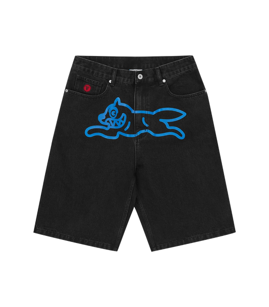 RUNNING DOG DENIM SHORTS - BLACK