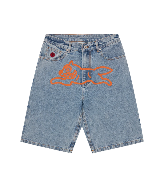 RUNNING DOG DENIM SHORTS - HEAVY WASH BLUE