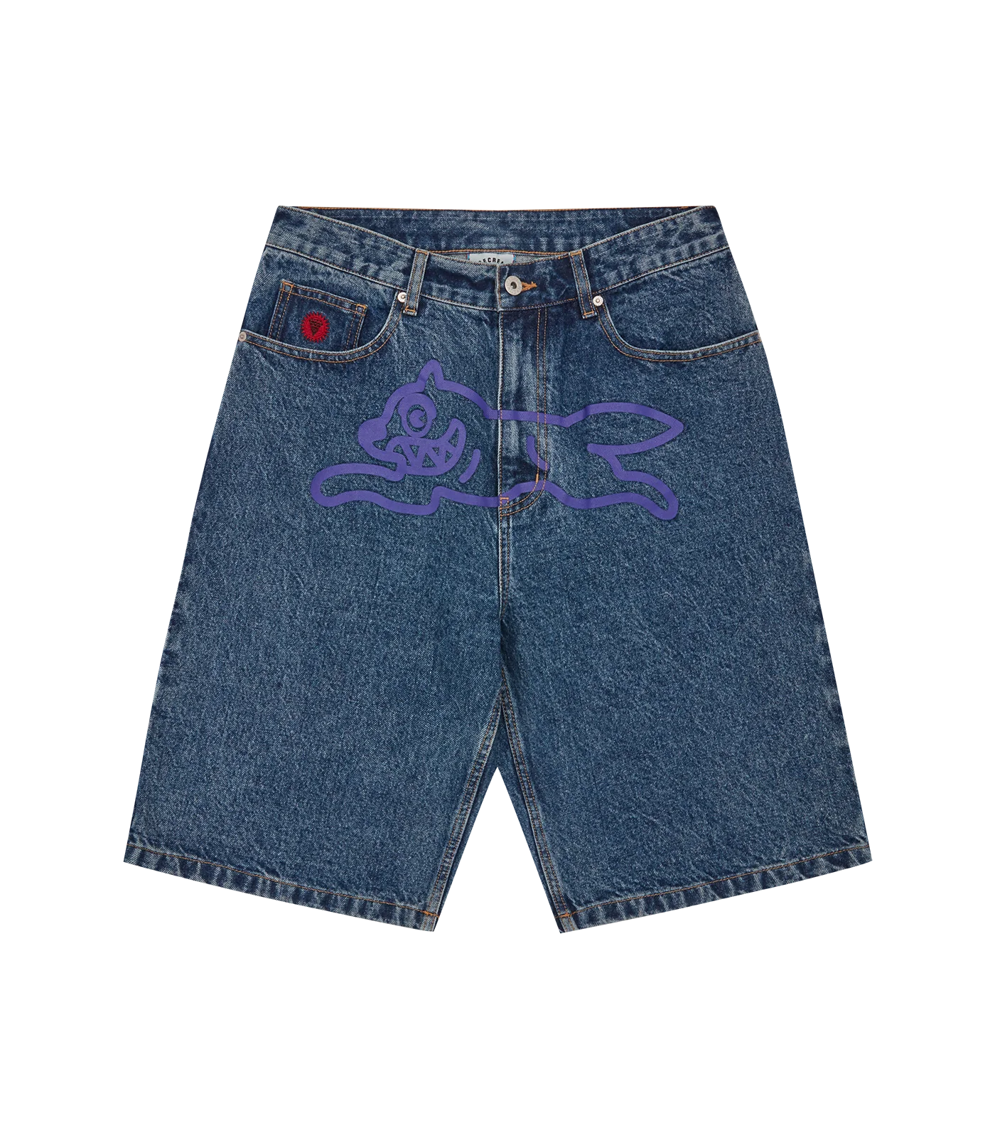 RUNNING DOG DENIM SHORTS - MID WASH BLUE