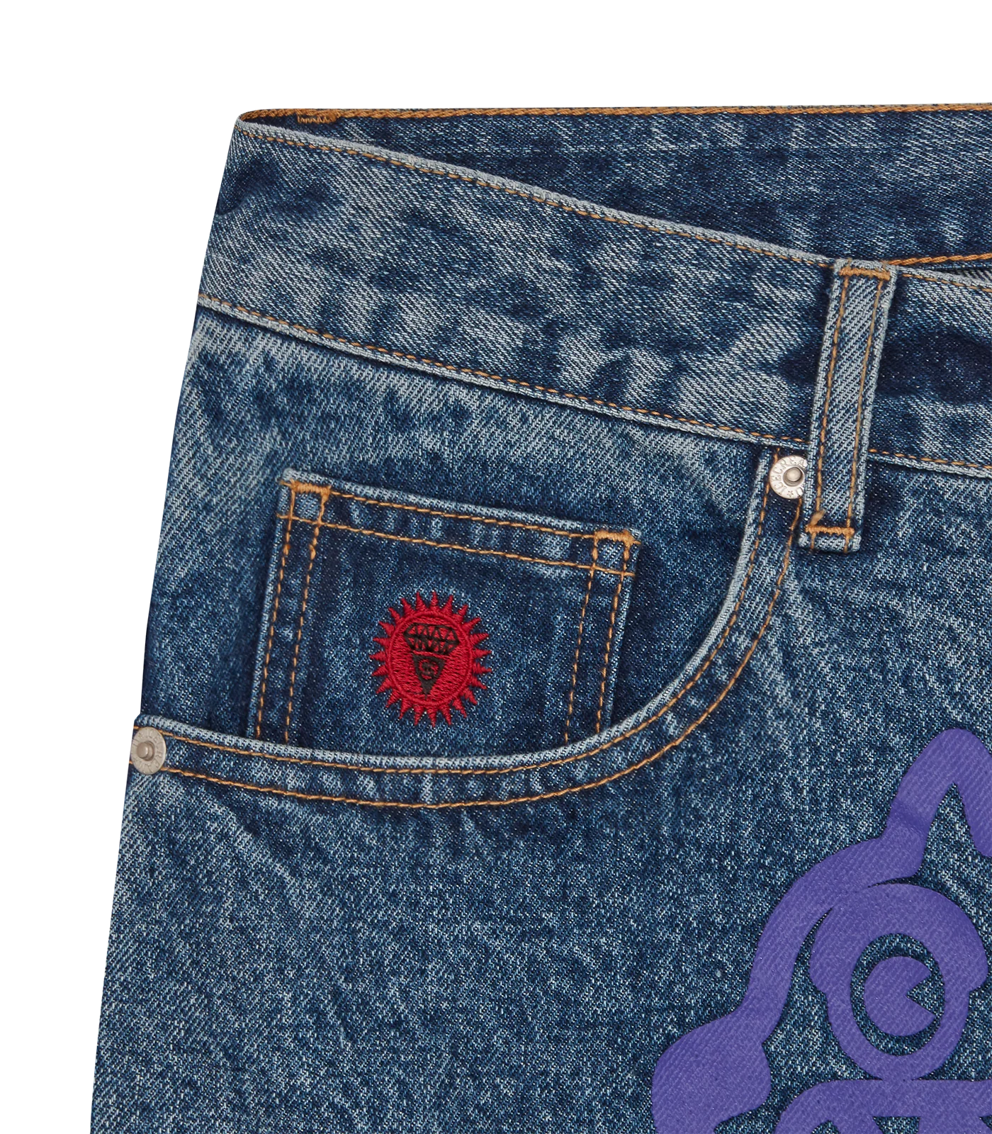 RUNNING DOG DENIM SHORTS - MID WASH BLUE