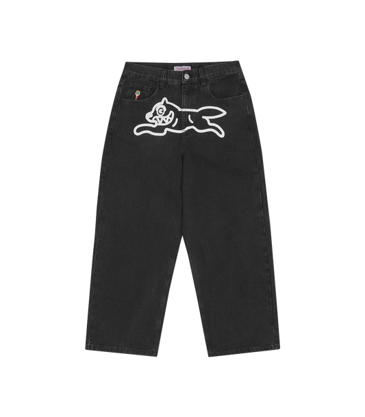 RUNNING DOG TRIPLE SCOOP DENIM PANT - BLACK