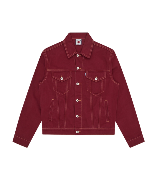 ICECREAM DENIM TRUCKER JACKET - BURGUNDY