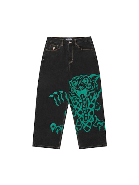 TRIPLE SCOOP DENIM PANTS - BLACK