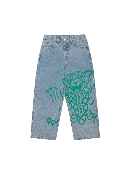 TRIPLE SCOOP DENIM PANTS - HEAVY WASH BLUE