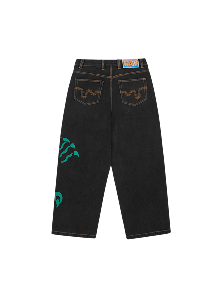 TRIPLE SCOOP DENIM PANTS - BLACK