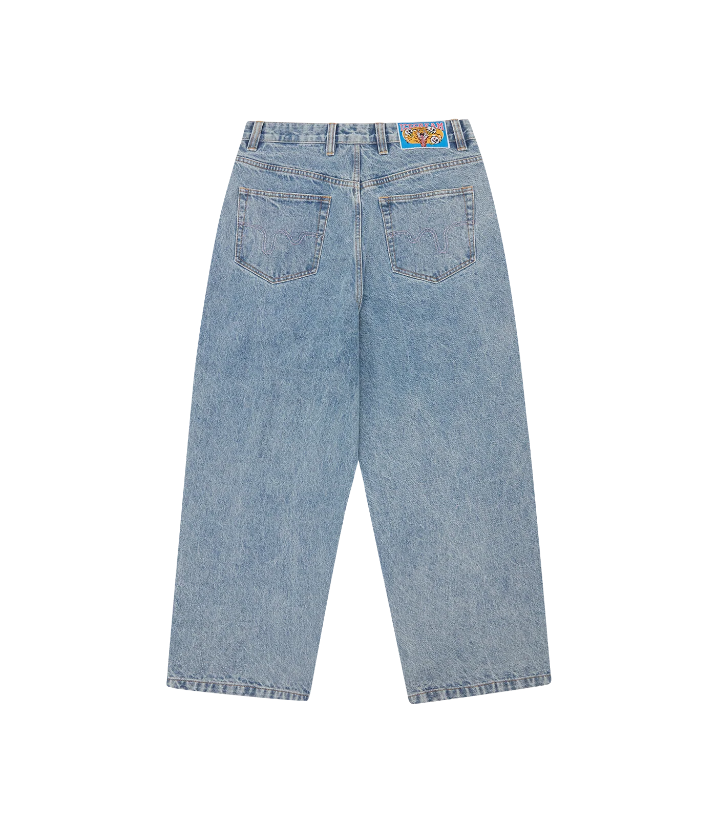 RUNNING DOG TRIPLE SCOOP DENIM PANTS - HEAVY WASH BLUE