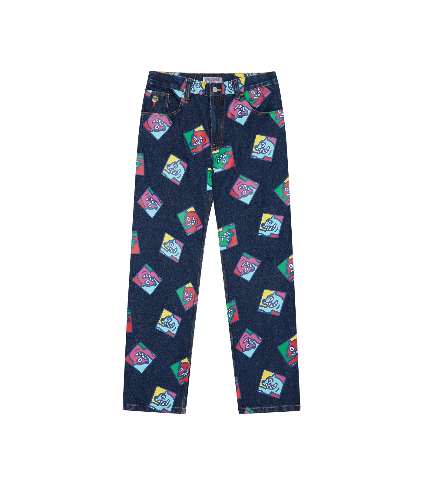 RUNNING DOG TILE DENIM PANTS - INDIGO