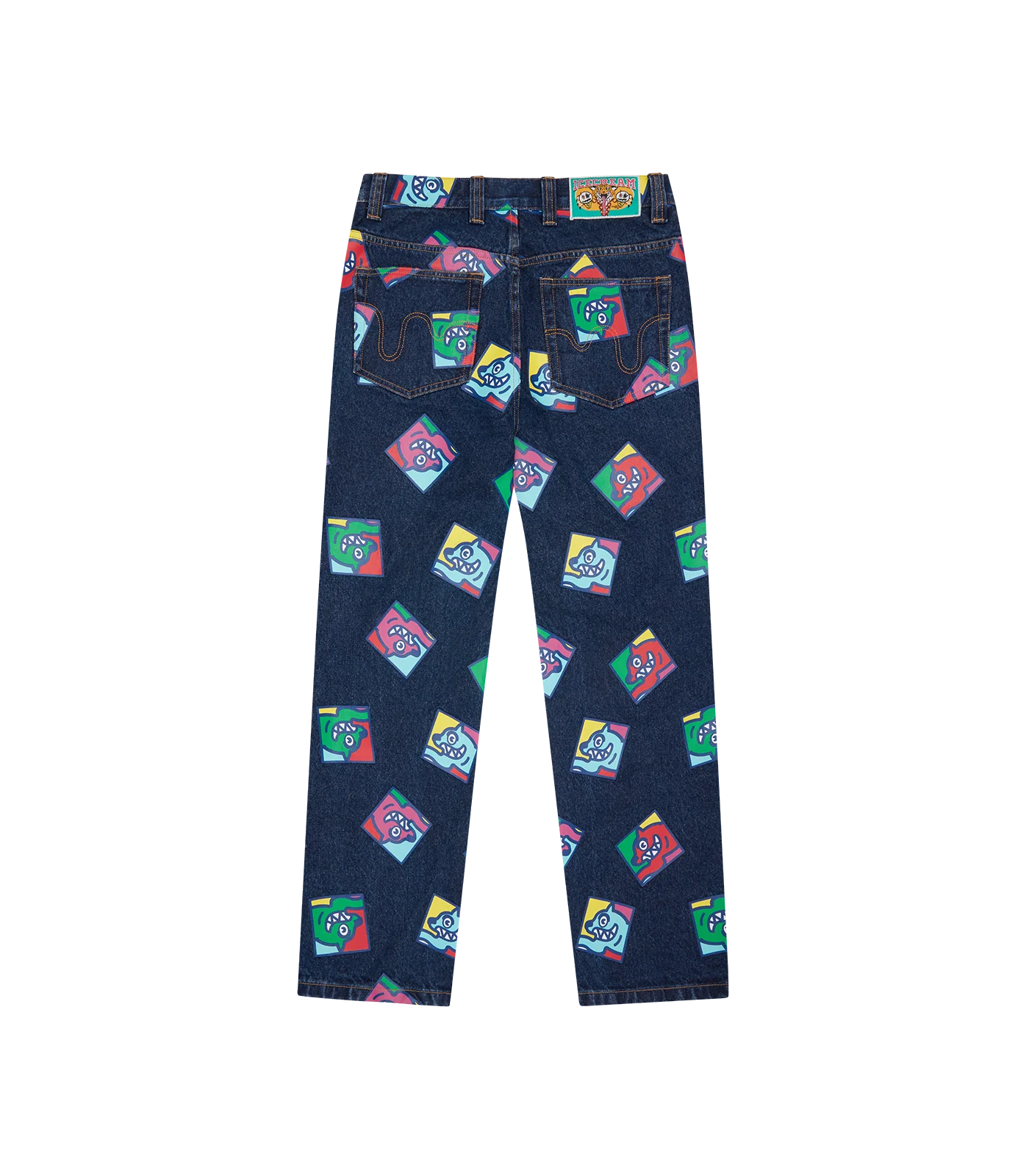 RUNNING DOG TILE DENIM PANTS - INDIGO