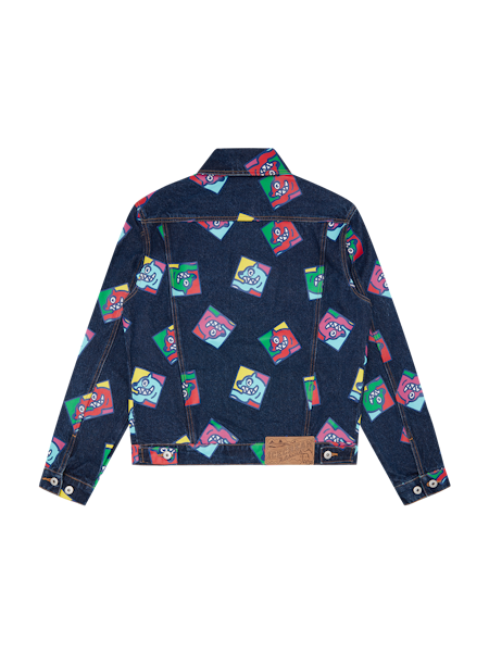 RUNNING DOG TILE DENIM TRUCKER JACKET - INDIGO