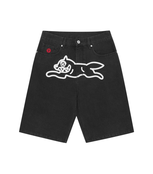 RUNNING DOG DENIM SHORTS - BLACK