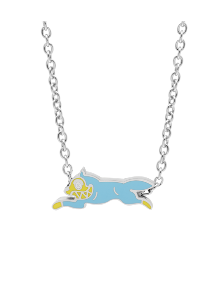 ICECREAM RUNNING DOG CHAIN NECKLACE - SILVER/BLUE