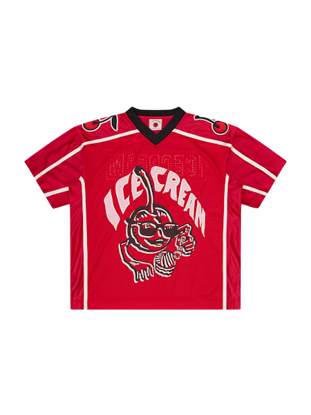 WOMENS CHERRY FOOTBALL JERSEY-RED