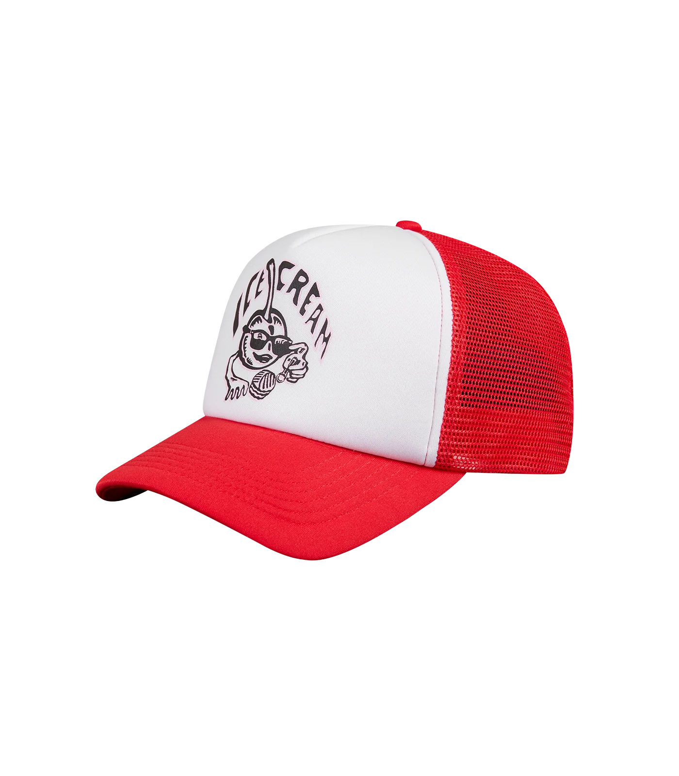 CHERRY TRUCKER CAP - WHITE/RED