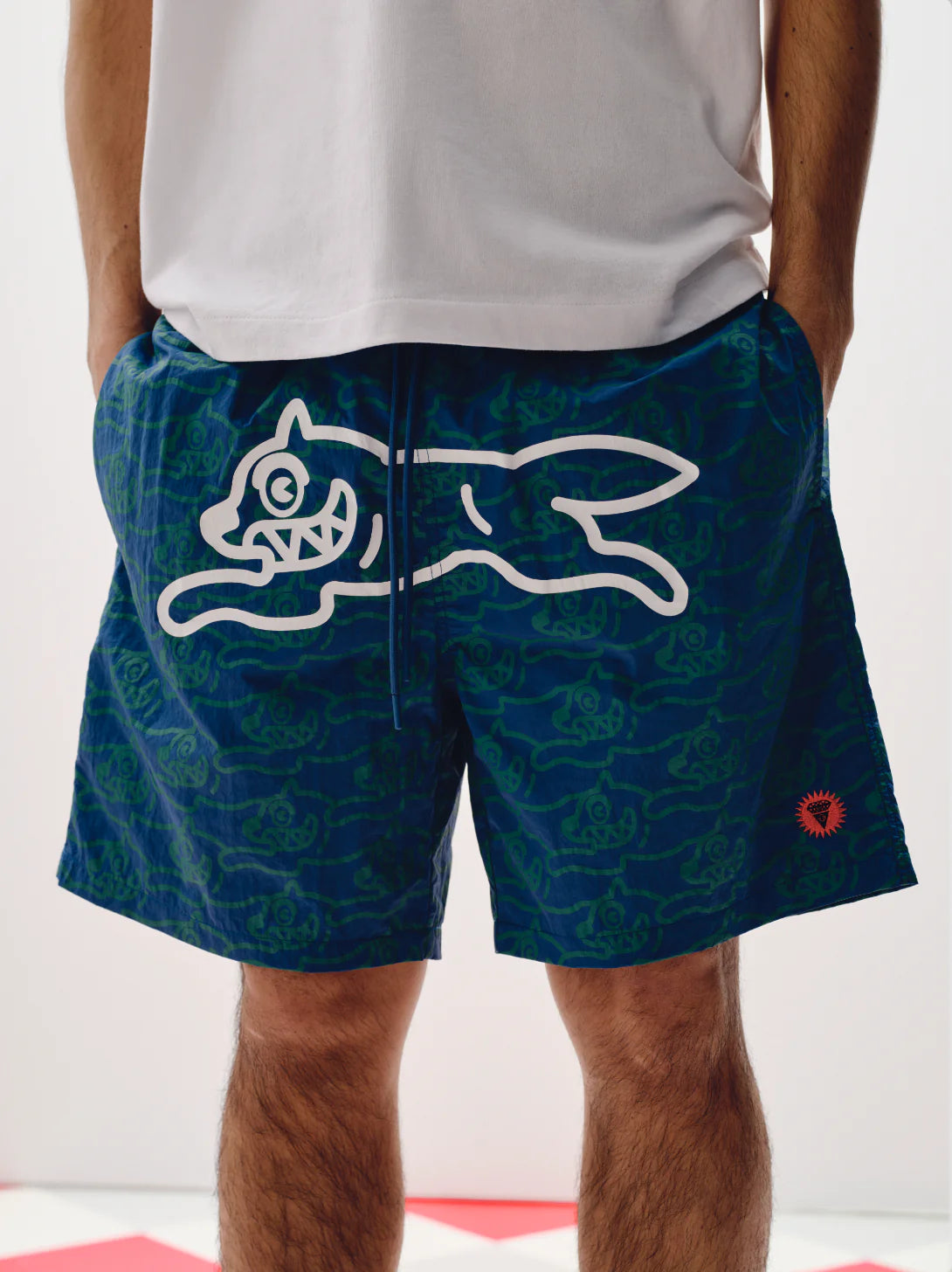 RUNNING DOG SWIM SHORTS - NAVY/GREEN