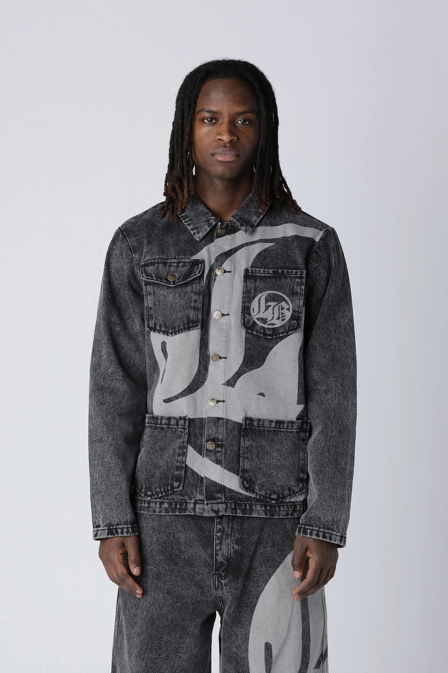 LOGO DENIM JACKET - Black