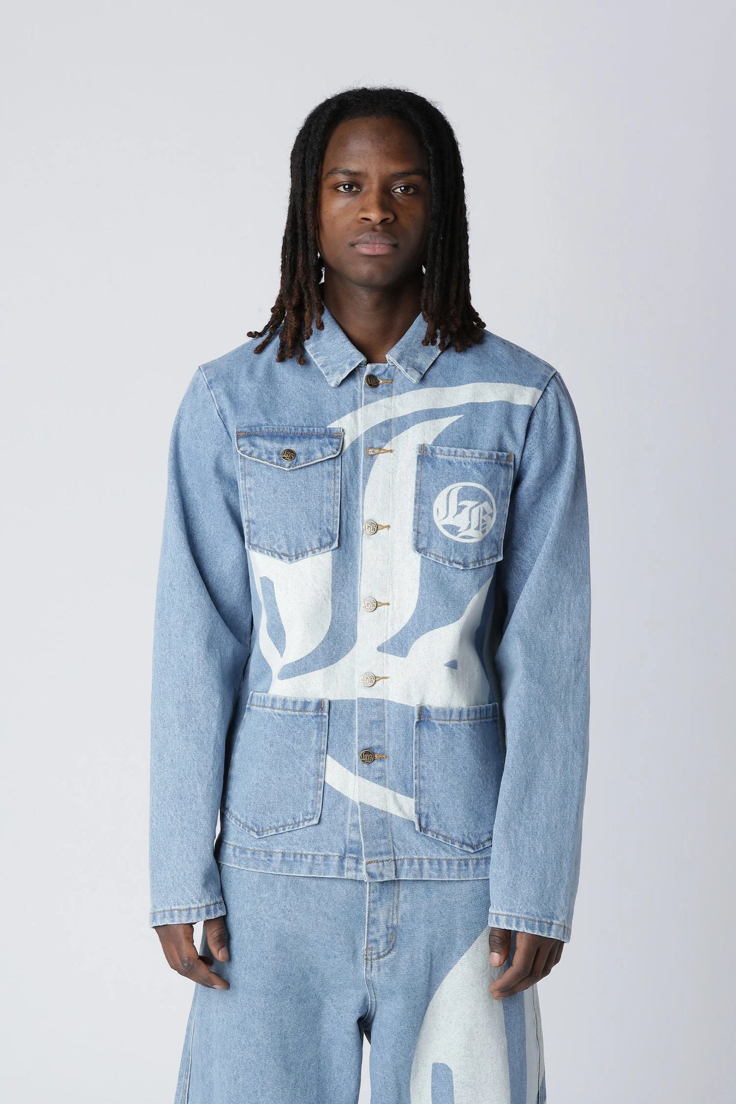 LOGO DENIM JACKET - Light Blue