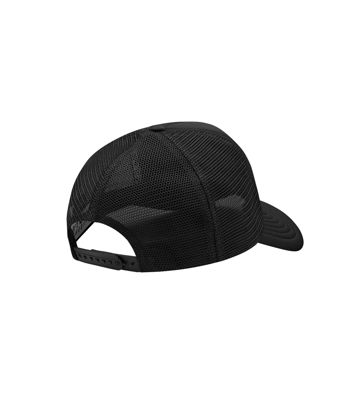 RHINESTONE STRAIGHT LOGO TRUCKER CAP - BLACK