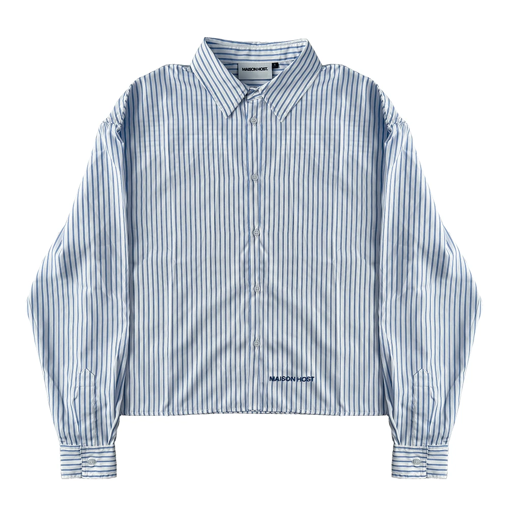 BLUE STRIPED SEAMED SHIRT
