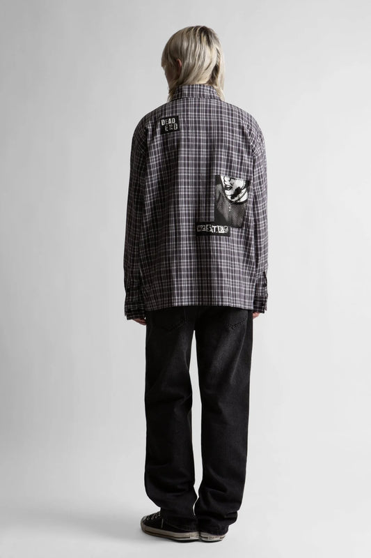 TAUNT SHIRT-BLACK TARTAN