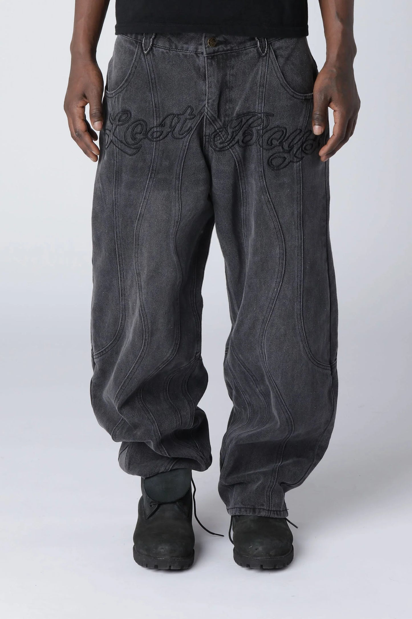 CURVY OUTERSEAM JEANS - Stonewashed Black
