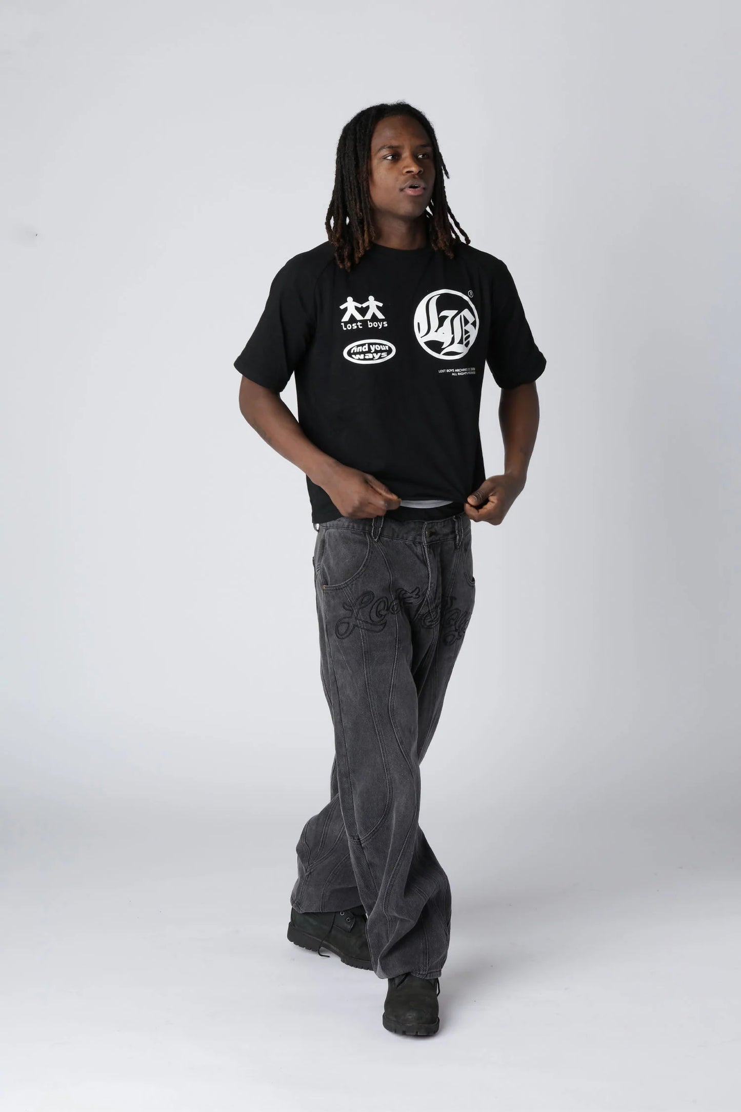CURVY OUTERSEAM JEANS - Stonewashed Black