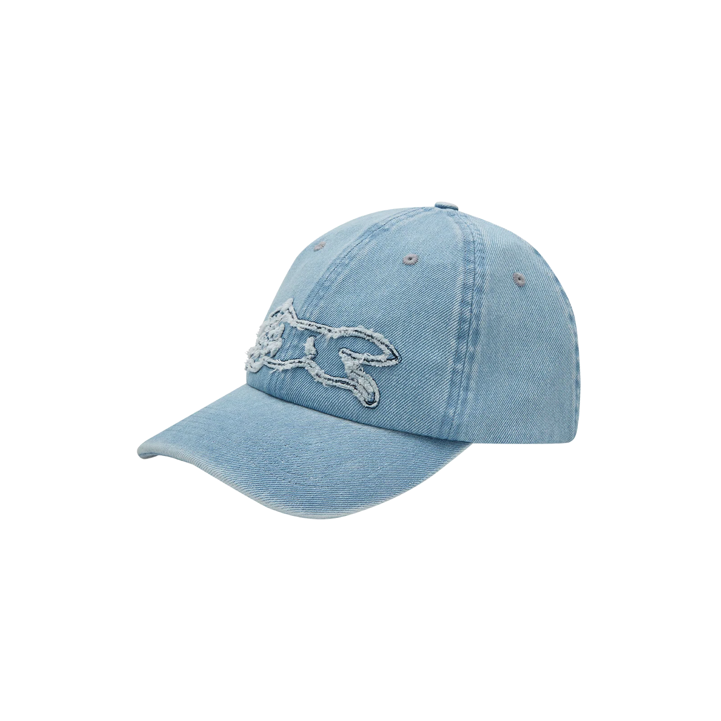 APPLIQUE RUNNING DOG DAD CAP - LIGHT WASH BLUE